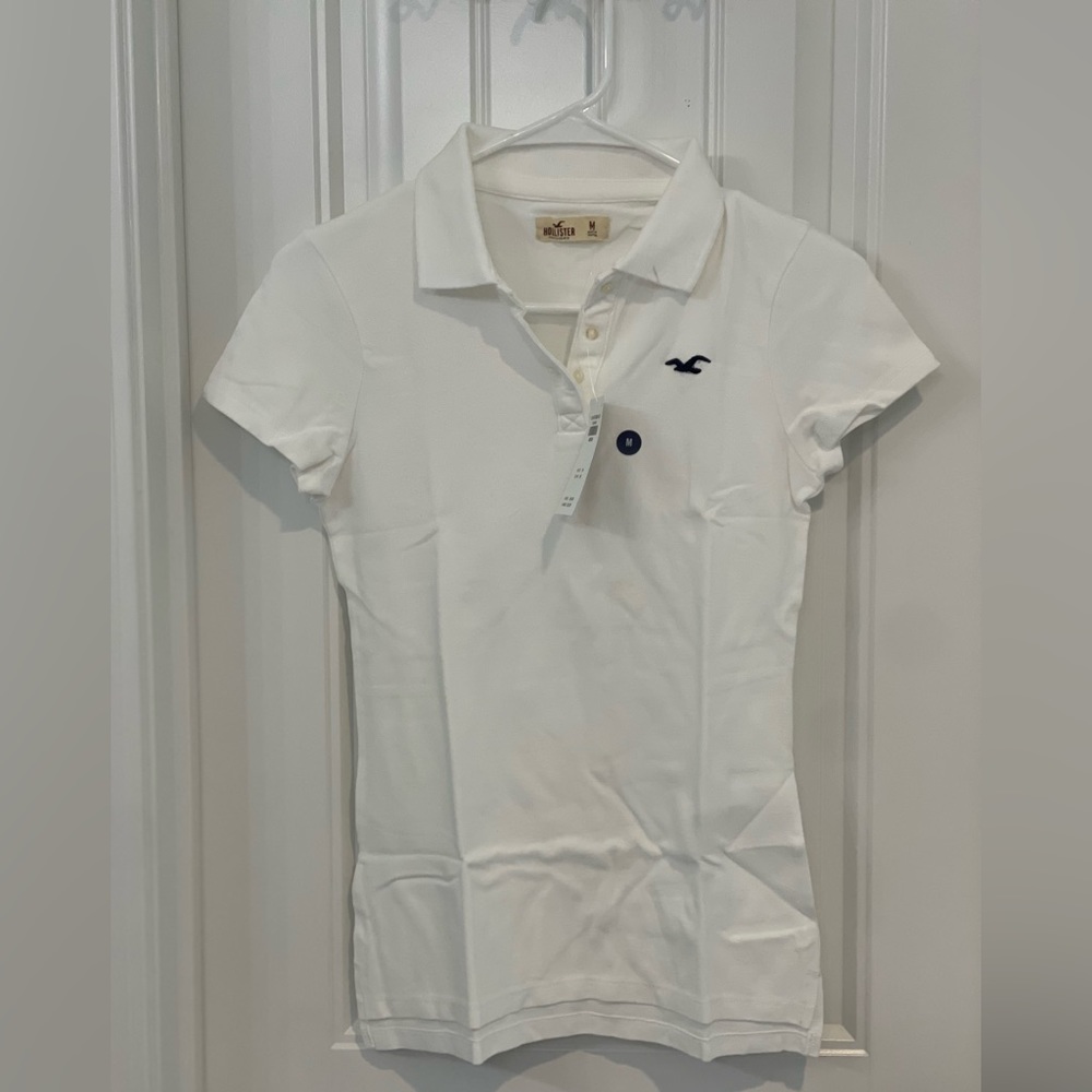 HOLLISTER NWT white polo shirt women’s size M